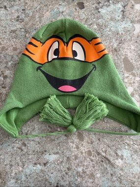 Orange Ninja Turtle Earflap Beanie with Orange Mask